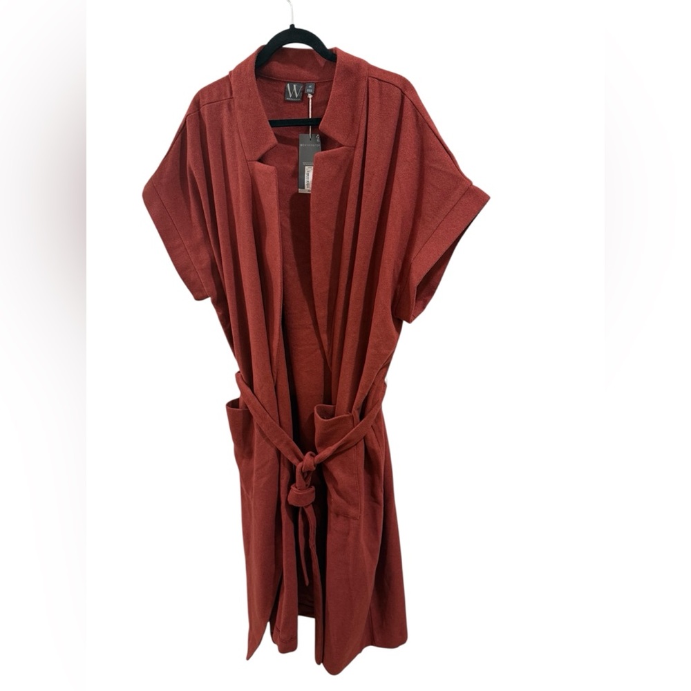 NEW WORTHINGTON Rust Red Wool Blend Belted Long Vest ~ Size 4X